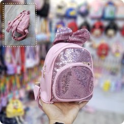 تصویر کوله پولکی چرمی ۱۵×۲۳ سانت وارداتی با کیفیت عالی رنگ صورتی 