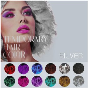 تصویر اسپری مو رنگی پرفکت شماره 02 نقره ای Silver (150 میل) Perfect silver Temporary Hair Color Spray NO.02-150ml