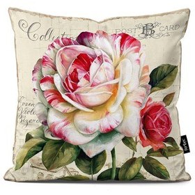 تصویر کوسن لیسا طرح گل رز سفید و قرمز زیبا | زموند 