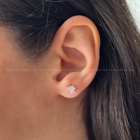 تصویر گوشواره نقره میخی زنانه و مردانه تک نگین رنگی 