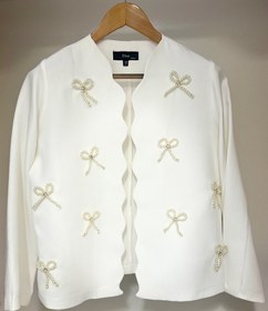 تصویر کت مجلسی زنانه مدل پاپیون مرواریدی - مشکی / سایز یک مناسب ۳۶.۳۸ 