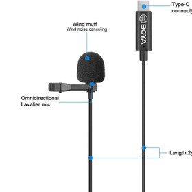 تصویر میکروفن یقه ای تایپ سی سیمی بویا BOYA BY-M3-OP Lavalier Microphone for DJI Osmo Pocket 