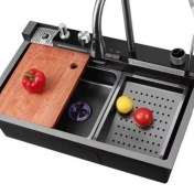 تصویر سینک ظرفشویی دیکالان مدل لانه زنبوری ۲ لگن توکار رنگ دودی 