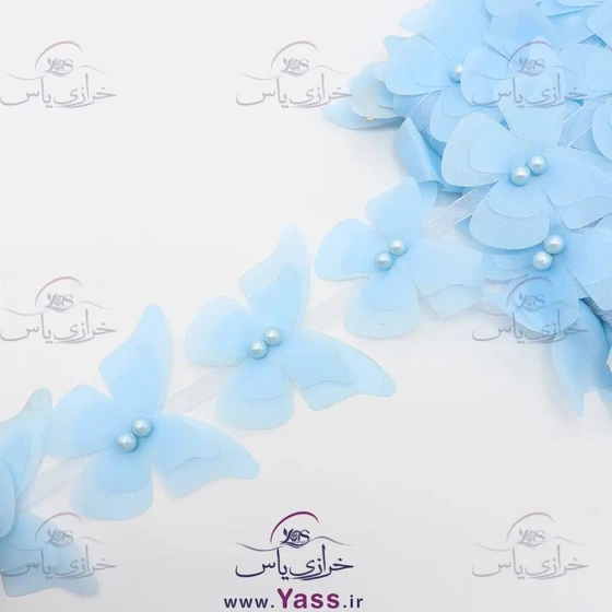 خرید و قیمت پروانه پارچه ای متری مرواریدی آبی آسمانی | ترب
