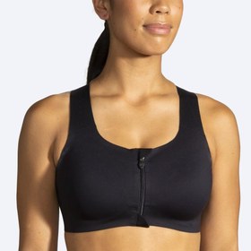 تصویر نیم تنه ورزشی زنانه بروکس مدل Brooks Dre Zip 2.0 Sports Bra|مشکی 