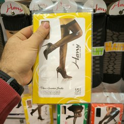 تصویر (12جفتی) جوراب بلند ساده شیشه ای بالای زانو مشکی مارک هانی (1/10) 