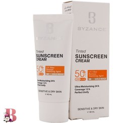 تصویر کرم ضد آفتاب بیزانس SPF50 رنگی حجم ۴۰ میلی لیتر مناسب پوست خشک و حساس 