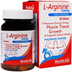 تصویر قرص ال آرژنین 1000 میلی گرم هلث اید30 عدد ا Health Aid L Arginine 1000 mg Health Aid L Arginine 1000 mg