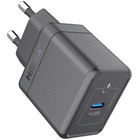 تصویر شارژر دیواری هیسکا مدل H-119GAN توان 35 وات به همراه کابل USB-C HISKA H-119GAN 35 watts Wall Charger with USB-C Cable