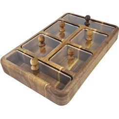 تصویر جعبه پذیرایی مستطیل 6 خانه چوب گردو کد WD6173 