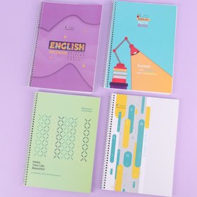 تصویر دفتر زبان 2 خط سیمی 80 برگ طرح فانتزی پیک فدک کد 021 Peykefadak Notebook 80 Sheets Code 021