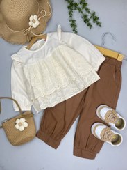 تصویر شومیز دانتل وارداتی و شلوار کتان 