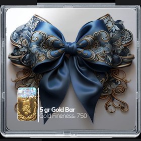 تصویر شمش طلا 18 عیار مدوپد مدل روبان آبی کد SG10805 