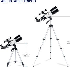 تصویر تلسکوپ ESCO برای مبتدیان ESAKO Telescope for Kids & Astronomy Beginners, 70mm Aperture Portable Telescopes with 3 Eyepieces, Height Adjustable Tripod & Phone Adapter Gift for Kids 30070 White