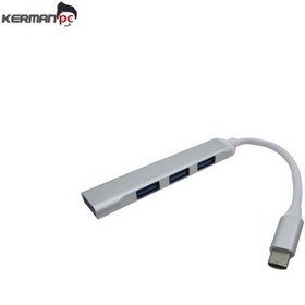 تصویر هاب 4پورت USB3 TYPE-C برند p-net مدل 3604 ??