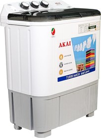 تصویر AKAI 5 kg Twin-Tub Semi-Automatic Washing Machine,Powerful Pulsator, Energy Efficient, Easy Wash Timer, Spin Timer, 66CmX 40CmX84Cm White WMMA-XTT51W 