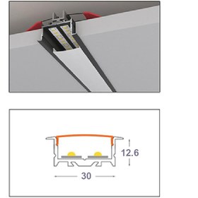 تصویر چراغ خطی توکار 30 میل گیره دار کد LT - 30 - مشكي LINEAR LIGHT LT _ 30