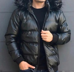 تصویر کاپشن فوق زیبای چرم سیلیکونی ضخیم داخل خز-وزن ۱ کیلو ! Ultra-beautiful thick silicone leather jacket inside fur - weight 1 kg!