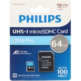 تصویر PHILIPS microSDHC & adapter UHS-I Ultra Pro U3 Class 10 V30 A1 – 100MB/s – 64GB (گارانتی مادام‌العمر استار مموری) 