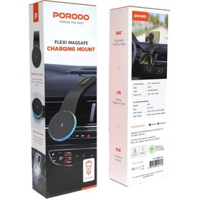 تصویر پایه نگهدارنده و شارژر مگنتی خودرو پرودو مدل Porodo 15W Magnetic Wireless Car Mount PD-15WMCM 