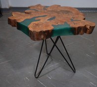 تصویر میز جلومبلی توسکا و رزین سبز قطر 60 - قابل سفارش 