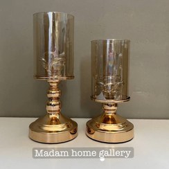 تصویر ست شمعدان غنچه گل حباب دار فلزی 