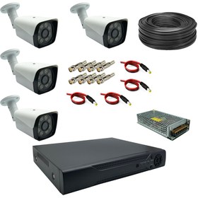 تصویر پک دوربین مداربسته 4 کانال 5 مگاپیکسل AHD دید در شب رنگی کد 1495 CCTV AHD Package 4ch 5mp WarmLight 1495