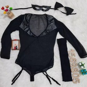 تصویر ست کاستوم فانتزی زنانه دختر گربه ای ۴ تکه، از جنس حریر کشی درجه یک کد 1569805 Women's lingerie