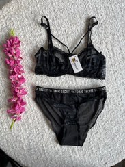 تصویر ست لباس زیر ویکتوریا مشکی - سایز 