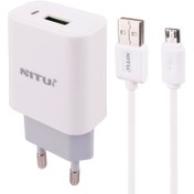 تصویر شارژر دیواری فست شارژ Nitu NT-TC066 2.4A 12W + کابل میکرو یو اس بی Nitu NT-TC066 2.4A 12W Wall Charger With Micro USB Cable