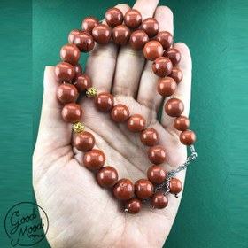 تصویر تسبیح 33 دانه سنگ طبیعی جاسپر قرمز Red Jasper Prayer Beads