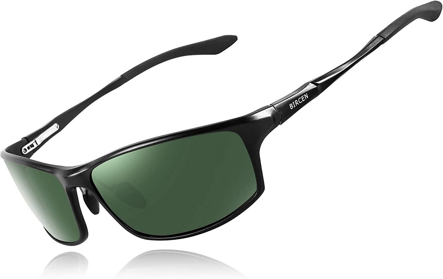 خرید و قیمت BIRCEN Polarized Mens Sunglasses: UV Protection Black Blue  Shades for Men Sport Driving with Al-Mg Metal Frame G-black Frame Green  Lens