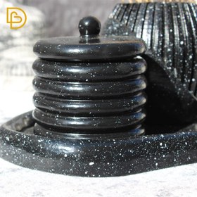 تصویر ست دکوری 3 تکه دفرمه مشکی 0106 Three-piece oval black set 0106