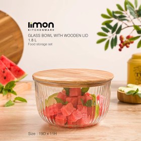تصویر ست کاسه شیشه ای در چوبی لیمون کد 2212 limon code 2212