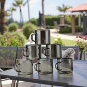 تصویر شات و قهوه خوری پیرکس مدل دودی حجم ۱۲۰ml شعله مستقیم دست ۶ عددی m2