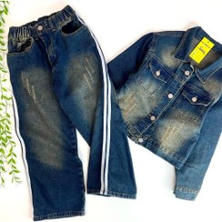 تصویر کت باکسی و شلوار جین واید بگ 