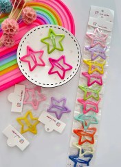 تصویر گیره مو دخترانه تق تقی ستاره – ورق 10 عددی 