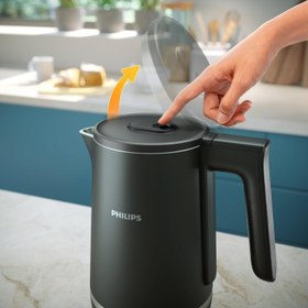 تصویر کتری دو جداره برند فیلیپس مدل HD9395/90 ۱.۷ لیتر ۲۲۰۰ وات مشکی برند philips Philips HD9395/90 Double Walled Kettle 5000 Series 1.7 L 2200 W HD9395/90 Black