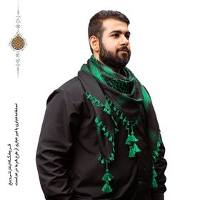 تصویر چفیه عربی رنگ سبز زمینه مشکی چفیه عربی رنگ سبز زمینه مشکی