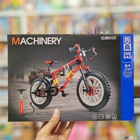 تصویر لگو دوچرخه MACHINERY وارداتی دارای 243 قطعه به همراه تلمبه برند ZHE GAO 