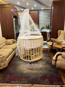 تصویر گهواره دایره تخت و پارک چوبی دایره