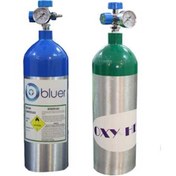 تصویر کپسول اکسیژن ۲ لیتری آلومینیومی همراه با مانومتر 