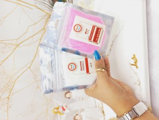 تصویر پودر پدی ژل همراه با حلال دست ساز گیاهی ARA (صورتی و بنفش) 