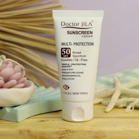 تصویر کرم ضد آفتاب مولتی پروتکشن بی رنگ SPF50 دکتر ژیلا 