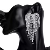 تصویر گوشواره نگینی مدل آویز 