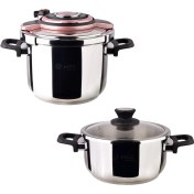 تصویر زودپز دوقلو ام جی اس کد 20 ظرفیت ۴ لیتر با بدنه استیل 