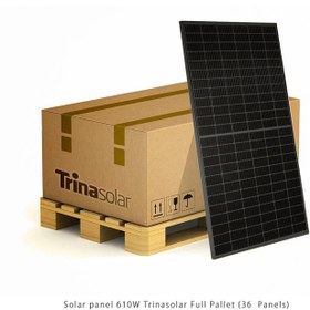 تصویر 21.96KW پنل خورشیدی 610W بایفیشیال برند Trina solar پالت 36 عددی 21.96KW Solar Panel Pallet 610W Bifacial Trina solar