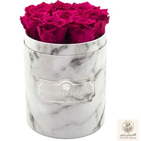 تصویر Pink Eternal Roses in a Small White Marble Box | کد: ZNB-1J11 