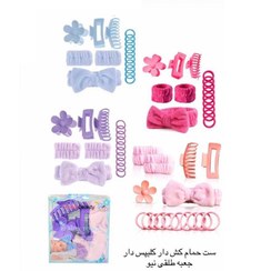 تصویر پک روتین 16 عددی پک مو پک کلیپس و گیره سر مچ بند هد بند گیره سر کش مو 