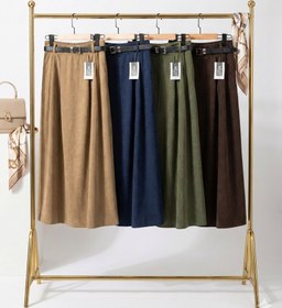 تصویر دامن مخمل کبریتی قد 90 